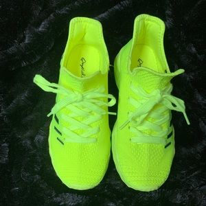 Neon Green Striped Sneakers
